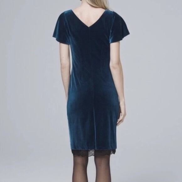 White‎ House Black Market Women’s Teal Embroidered Floral Velvet Dress XLP NEW - Picture 2 of 12